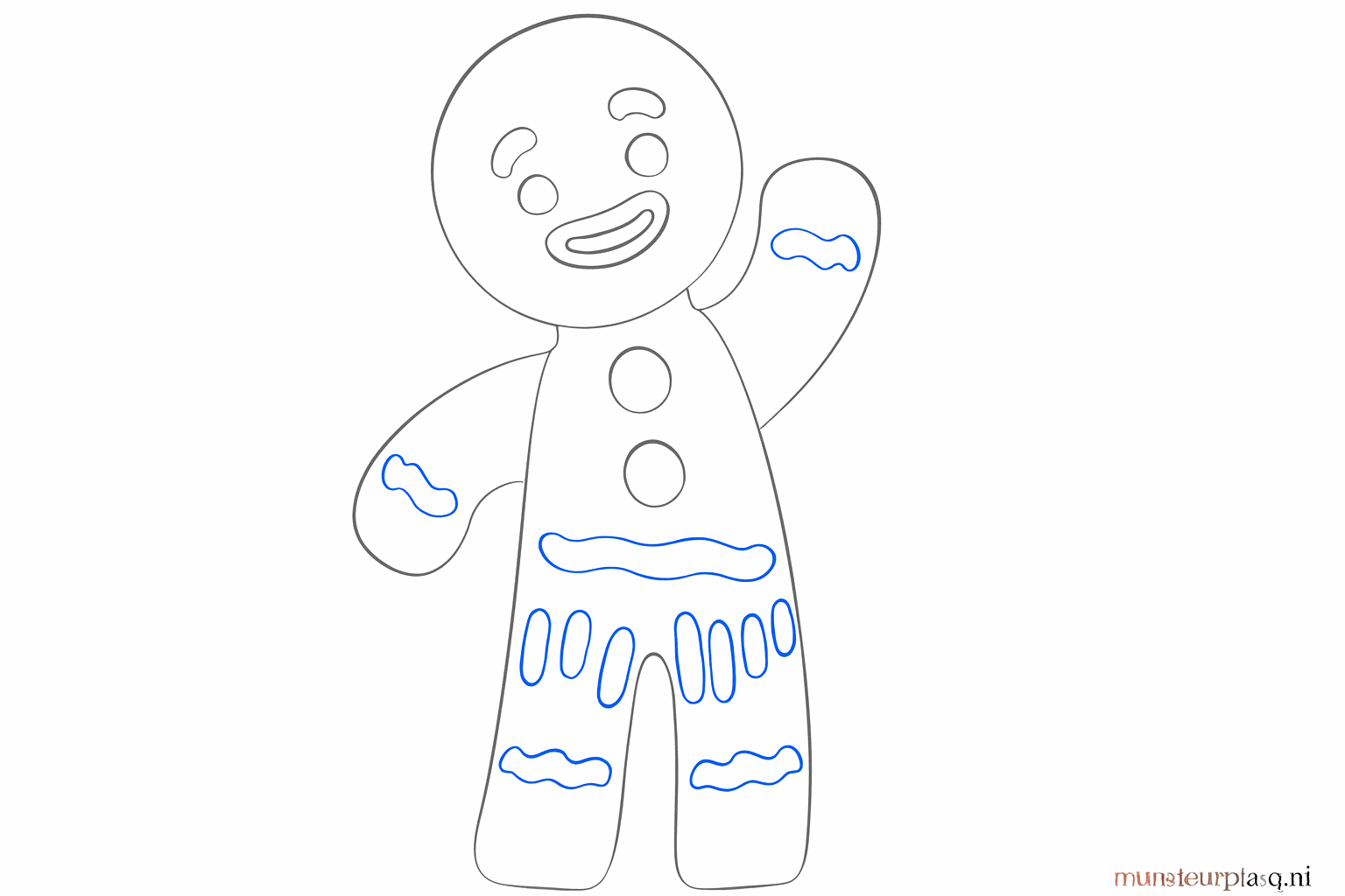 Wavy decorations on the limbs and a smiling face.