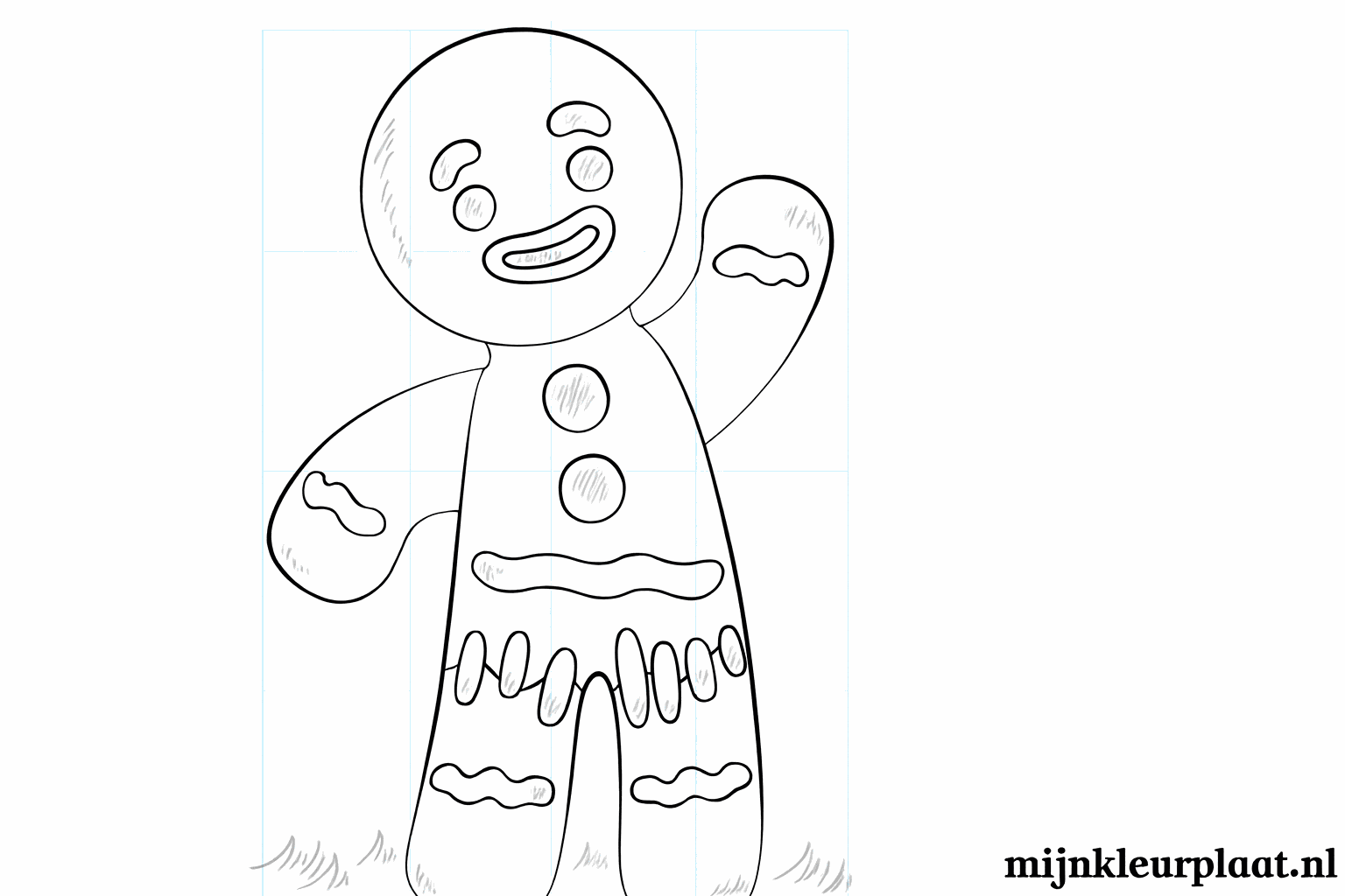 Drawing a cheerful gingerbread man