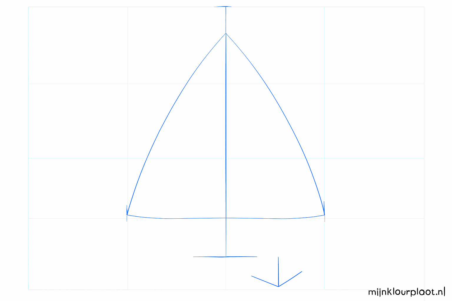 Drawing guide lines for a Christmas tree with a central vertical line.