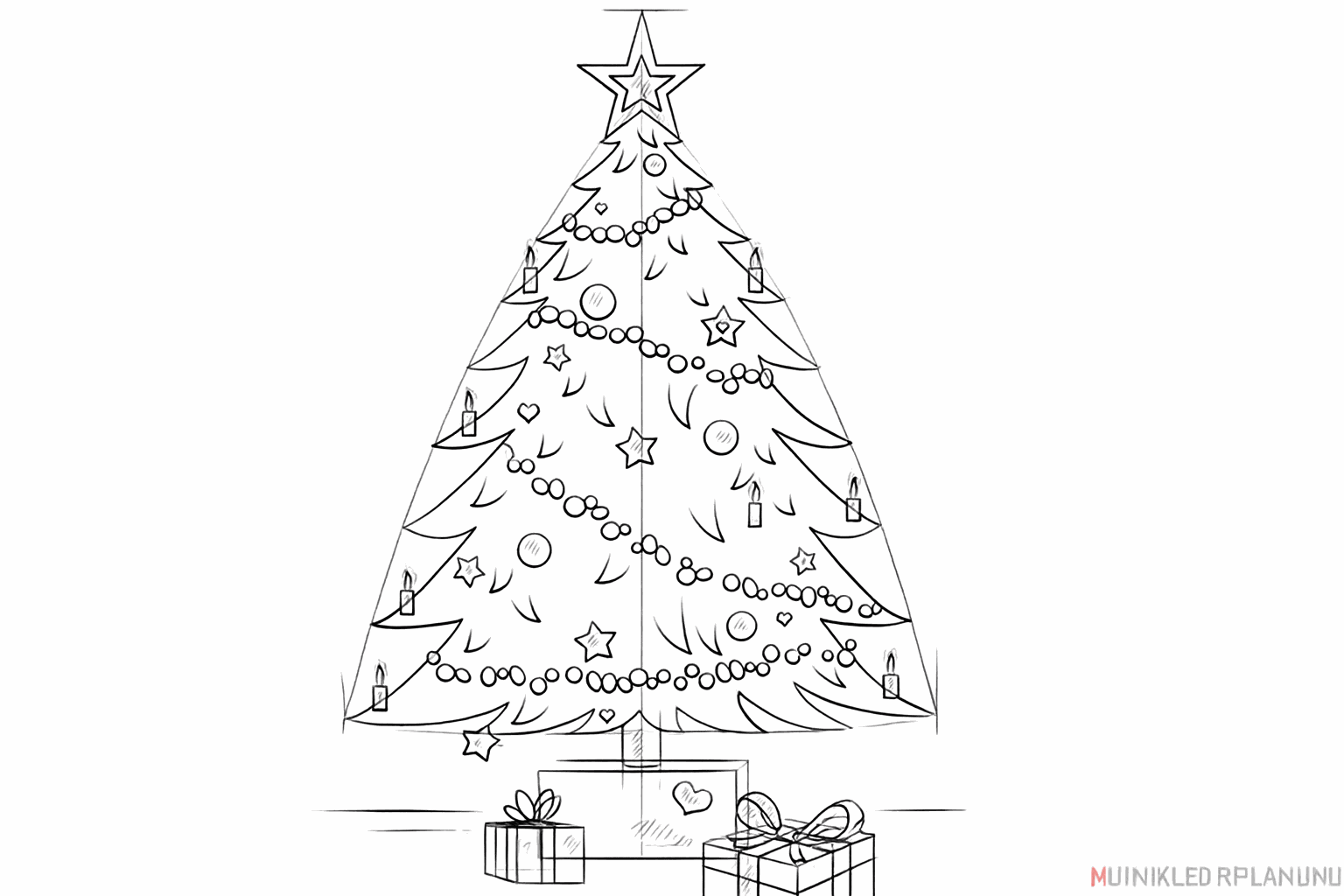 Adding details such as flames and pine needles to the drawing.