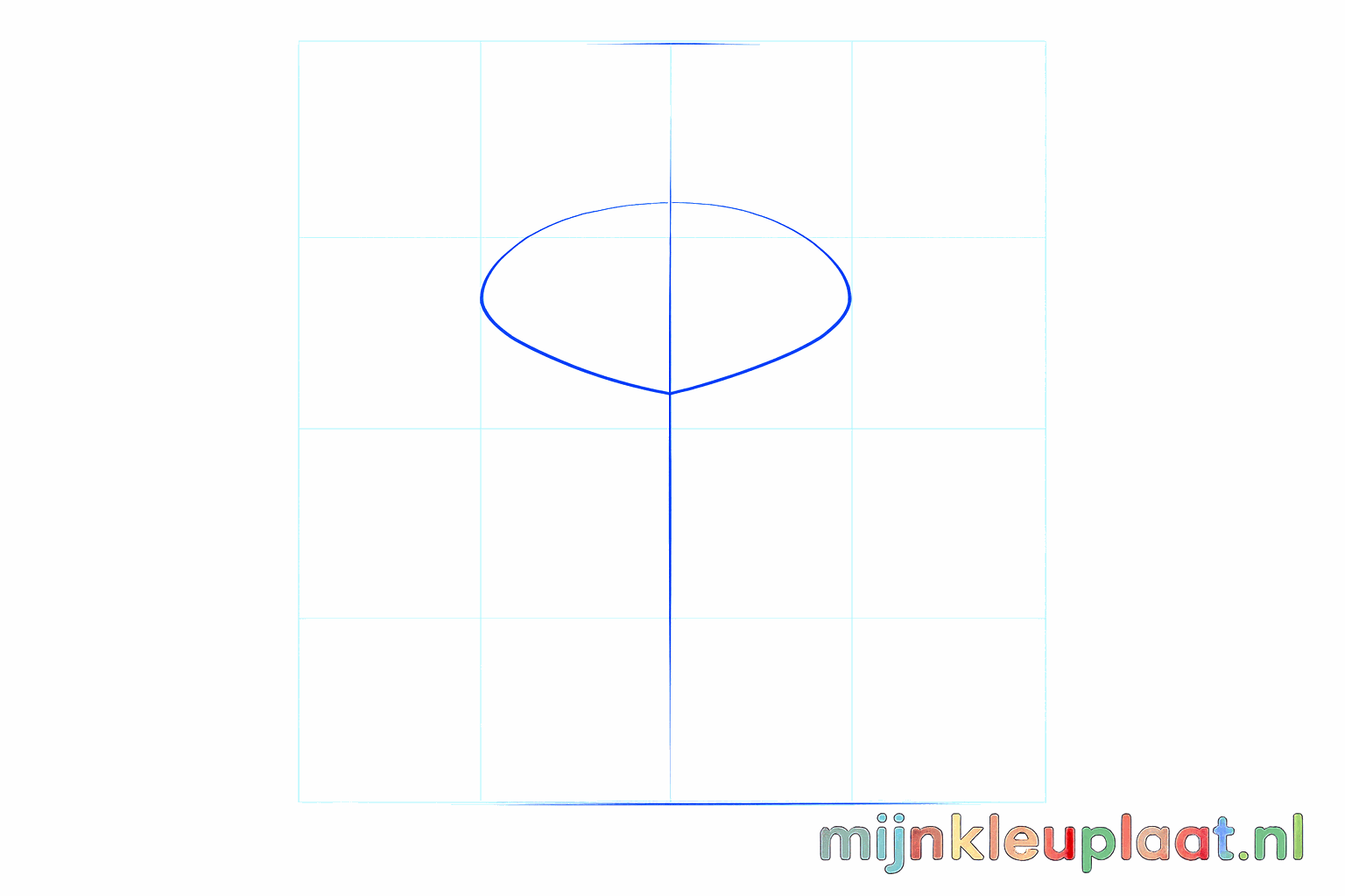 Basic shape of the elf's head with a vertical guide line.