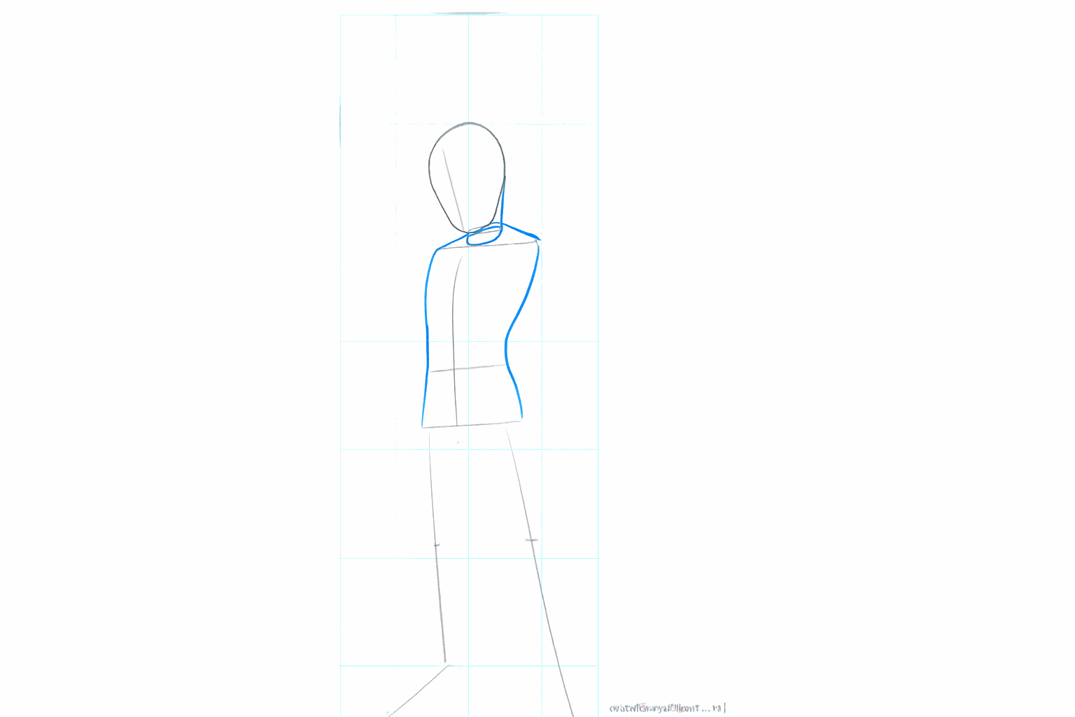 Sketch of Gohan's neck and upper body.