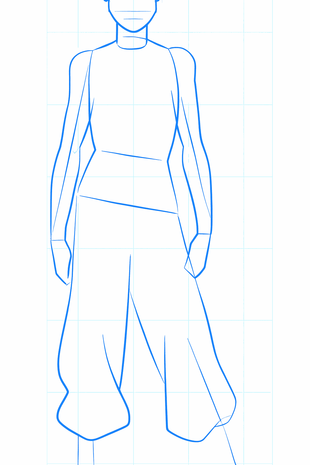 Thicker shapes for the limbs and the first contours of Korra's hair.
