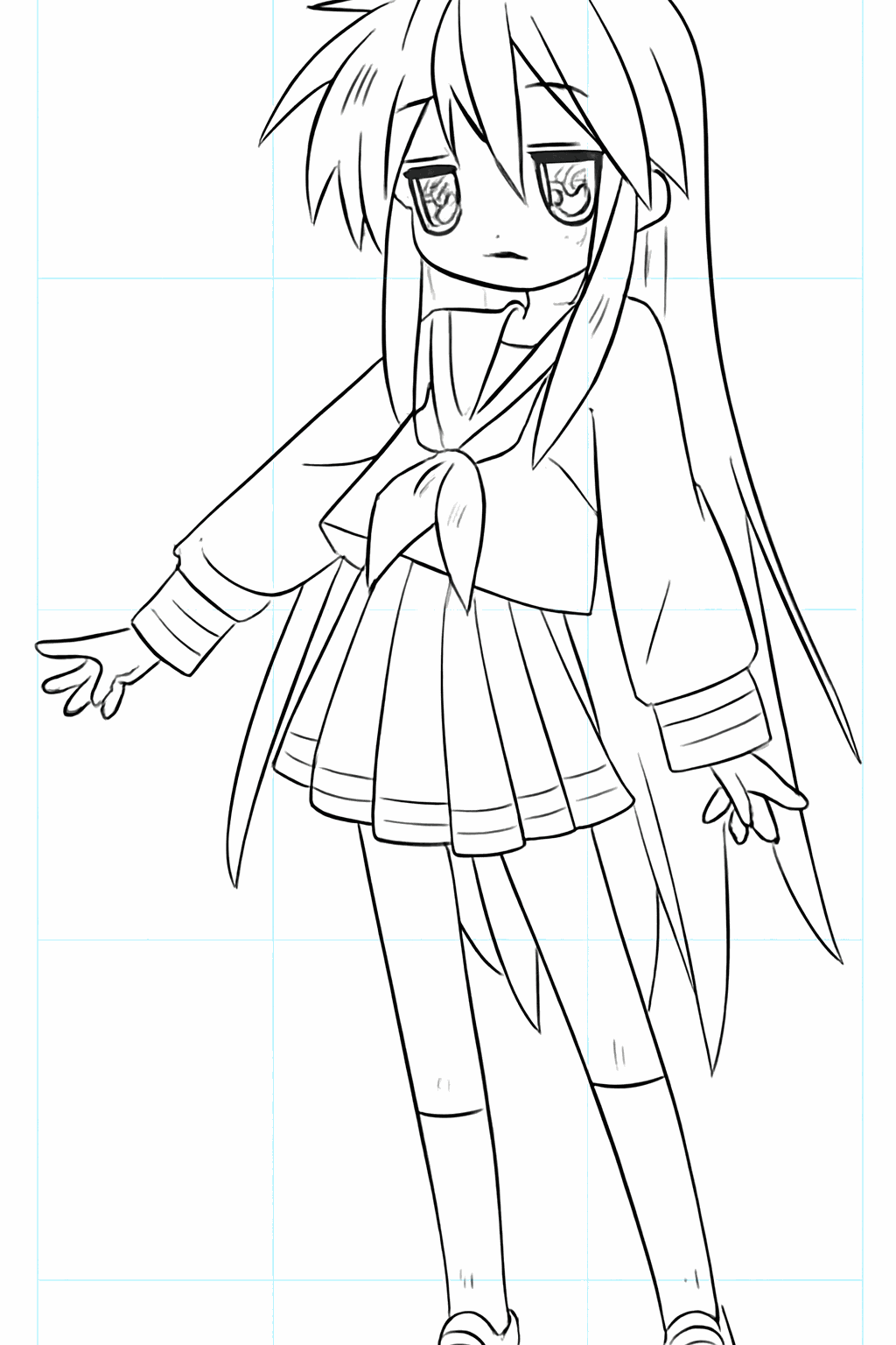 Drawing Konata Izumi: Step-by-step anime lesson