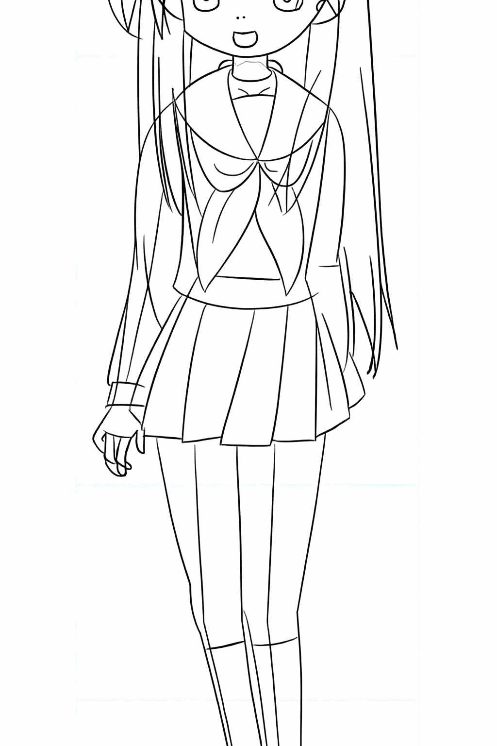 Details of the eyes, hands, and clothing are added.