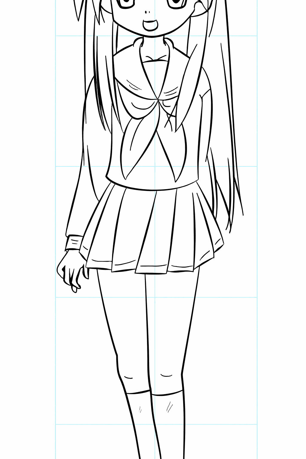 Drawing Kagami Hiiragi: Step-by-step anime lesson