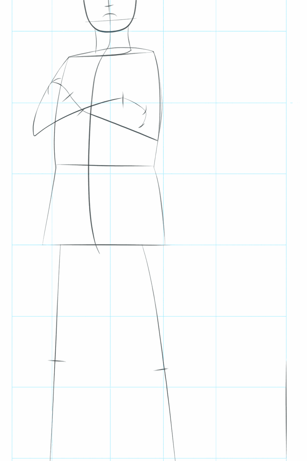 Lines indicating the position of the arms and legs.