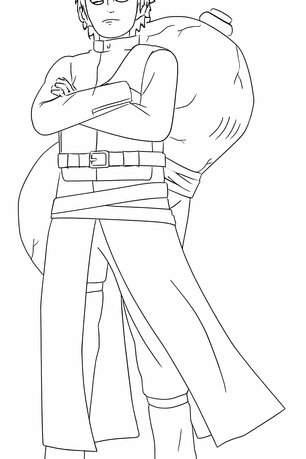 Refining the face and the details of the sand gourd.