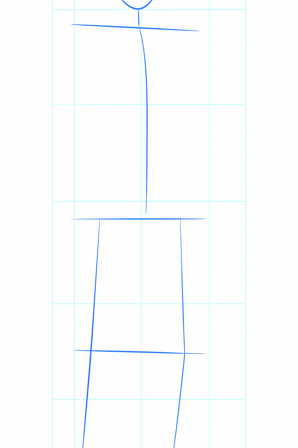 Basic shape of a head with a vertical guide line in the middle.