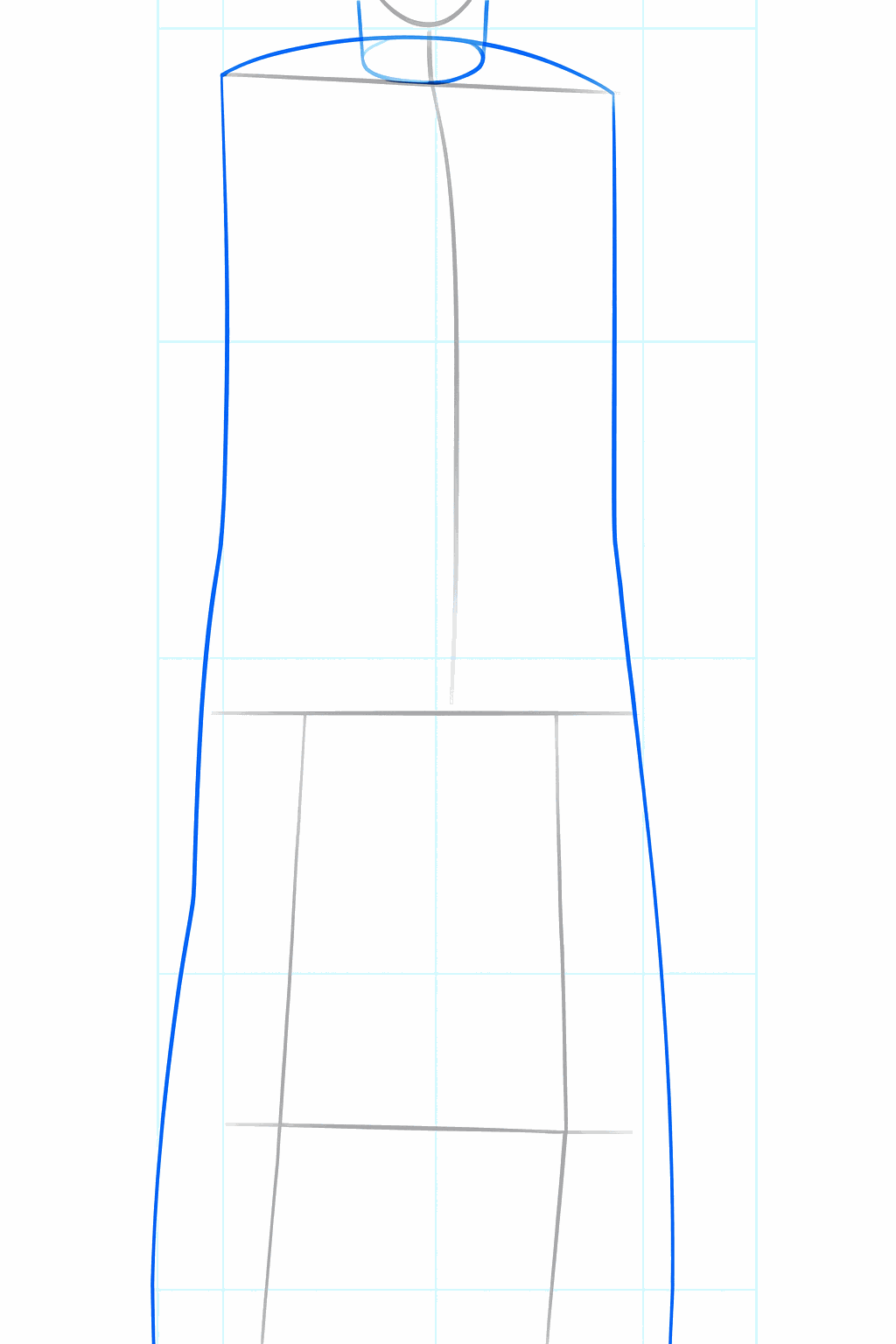 A neck and a large rectangular shape for the ninja's body.