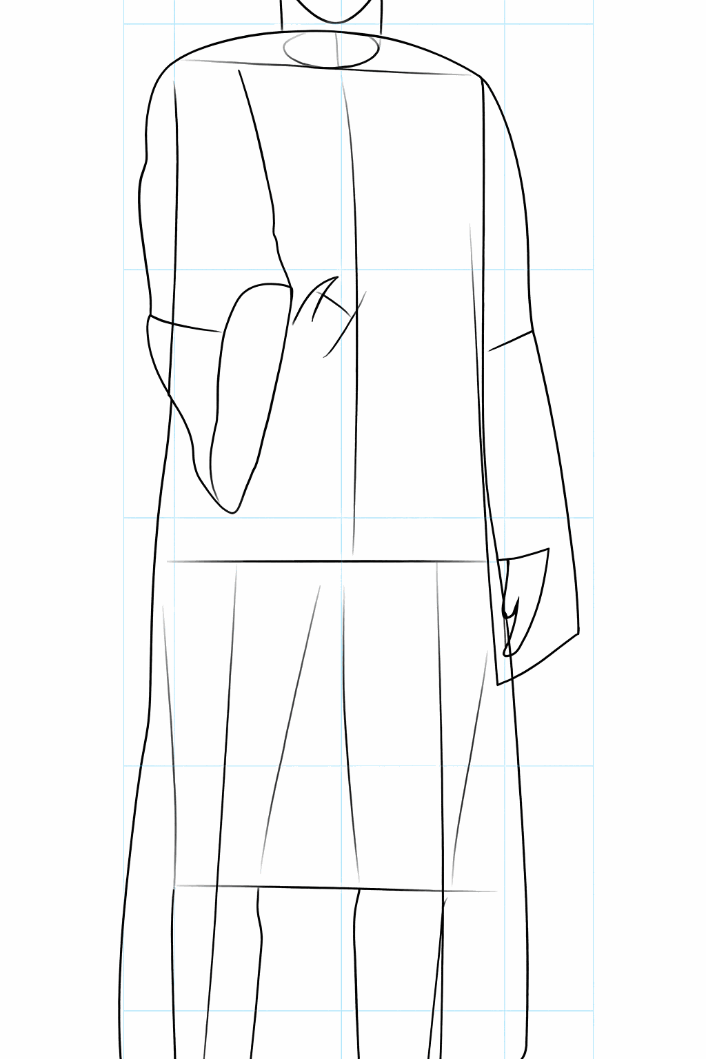Outlines of sleeves, pants, and a band around the forehead.