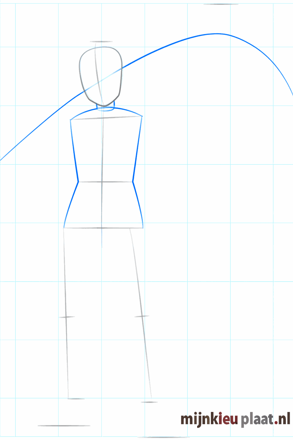 Basic shapes for the body and a long line for the sword.