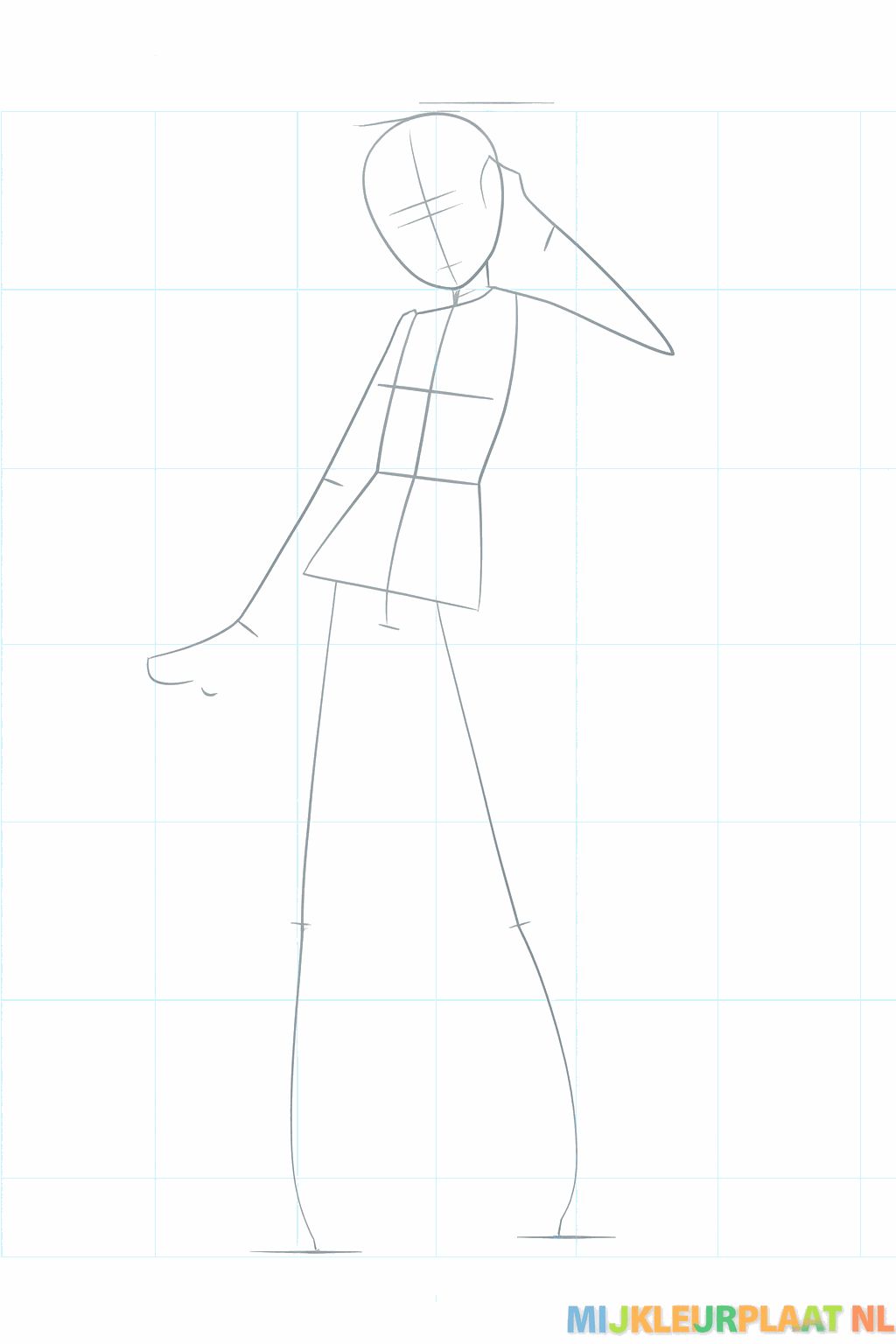 Guidelines for the arms and legs in a standing pose.