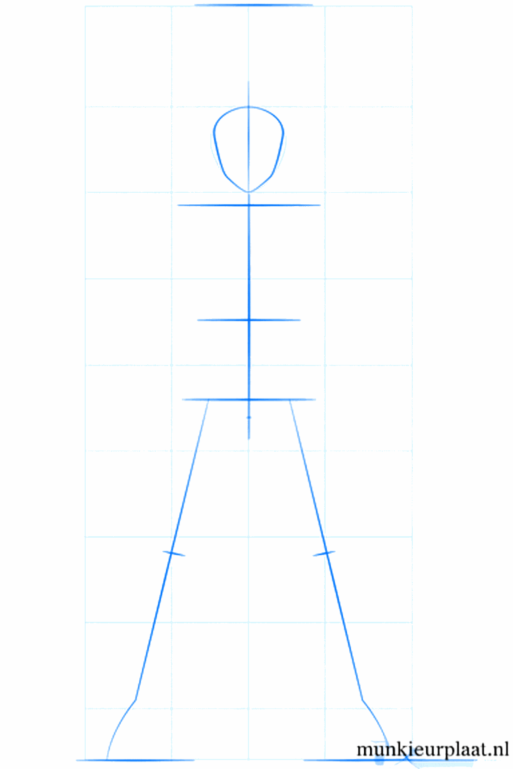 A circle with a vertical and horizontal cross as a base for Goku's face.