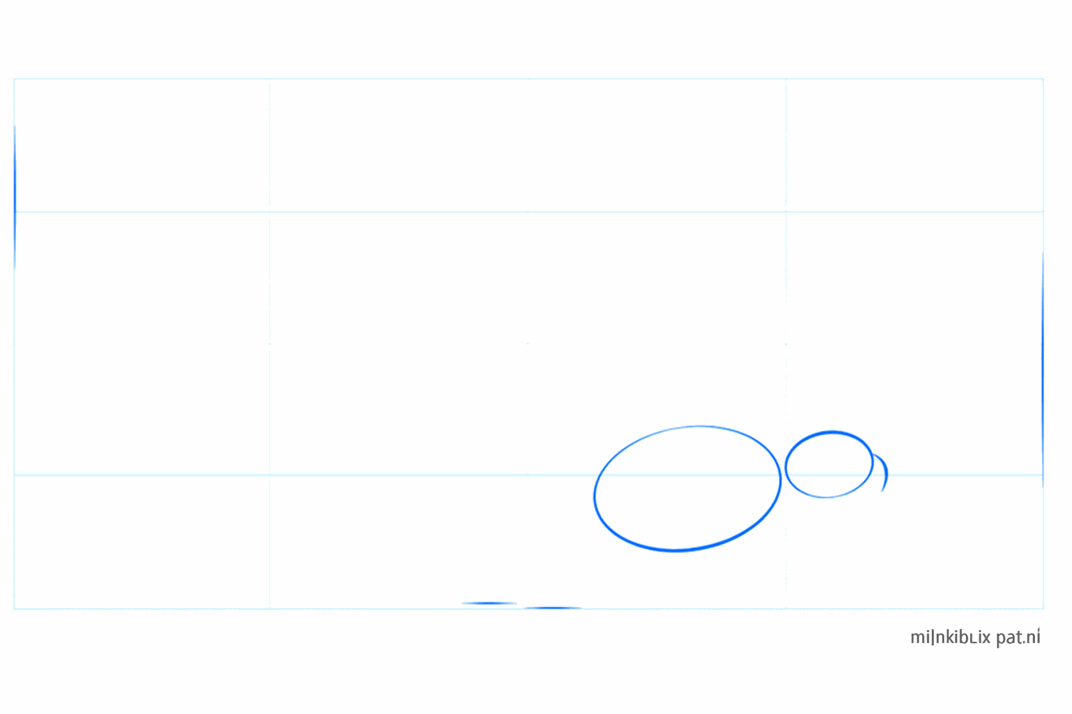 Basic shapes of an osprey with a small circle and a large oval.