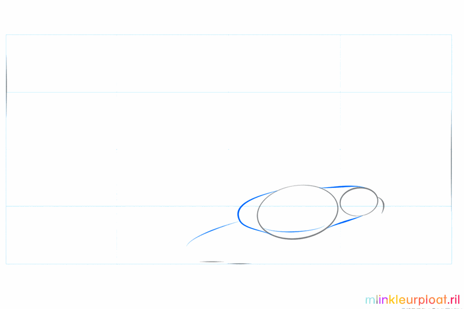 Guide lines for the neck and the tail of the bird.