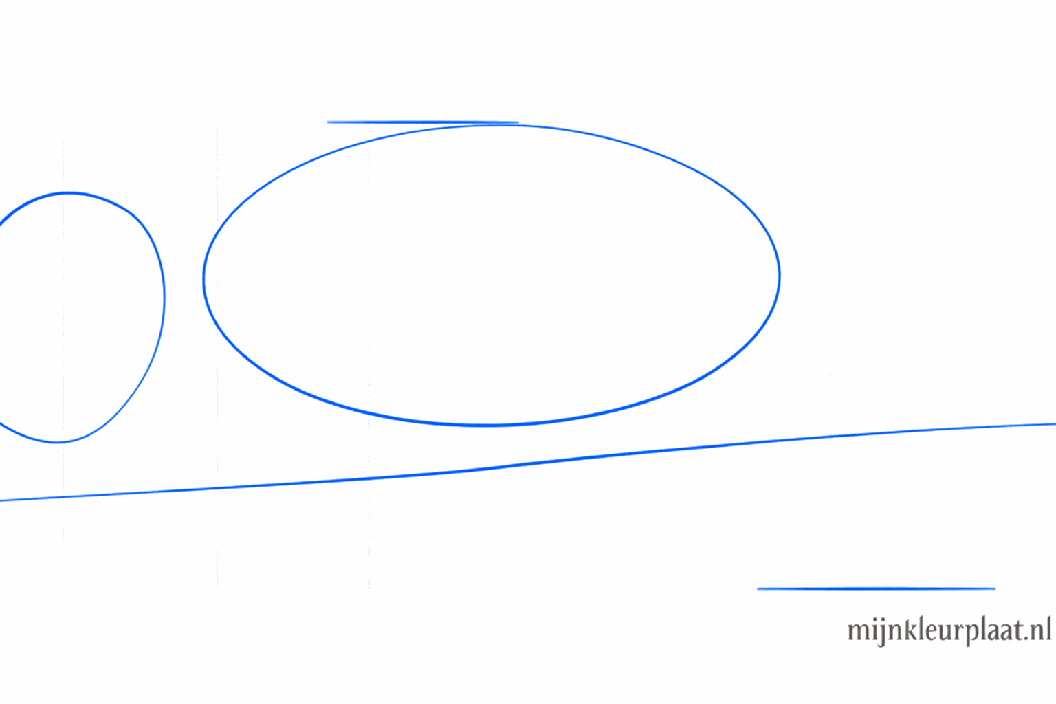 Two ovals for the head and body of the opossum with a line for the branch.