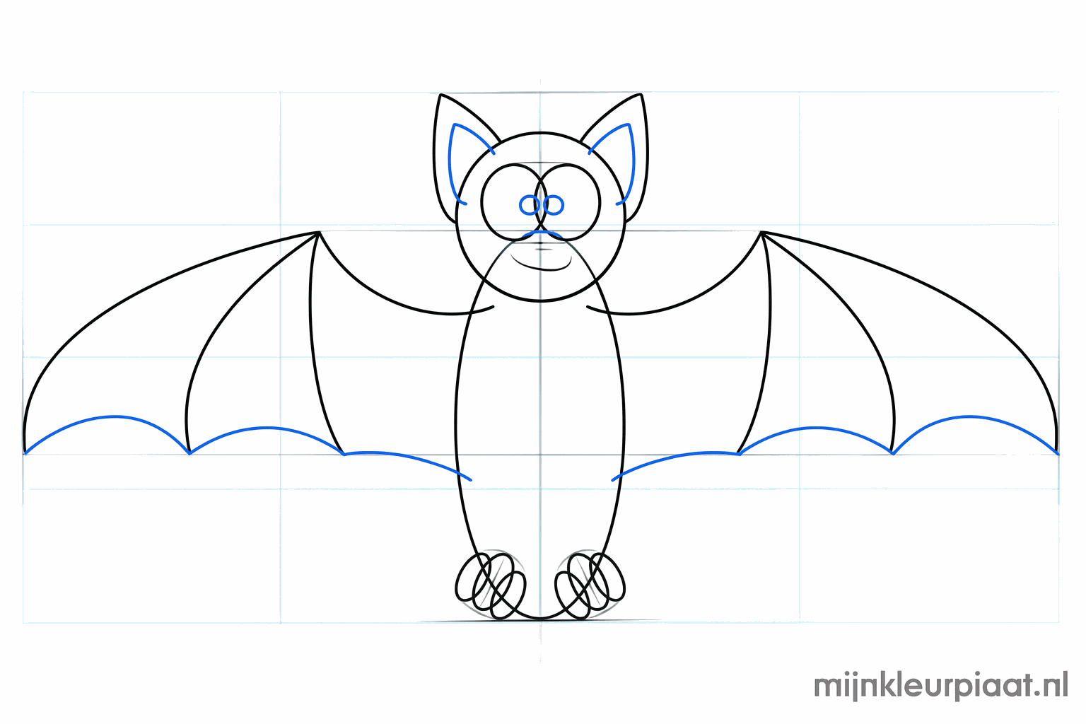 Small legs under the body and details in the ears and the face.