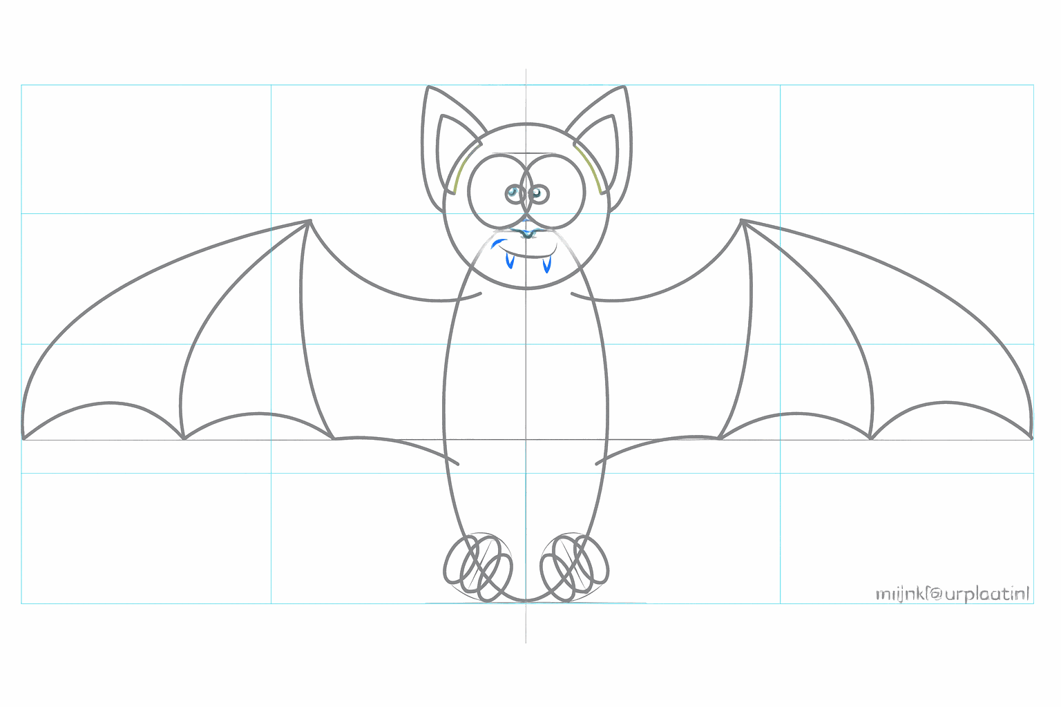 Jagged lines forming the bottom of the large bat wings.