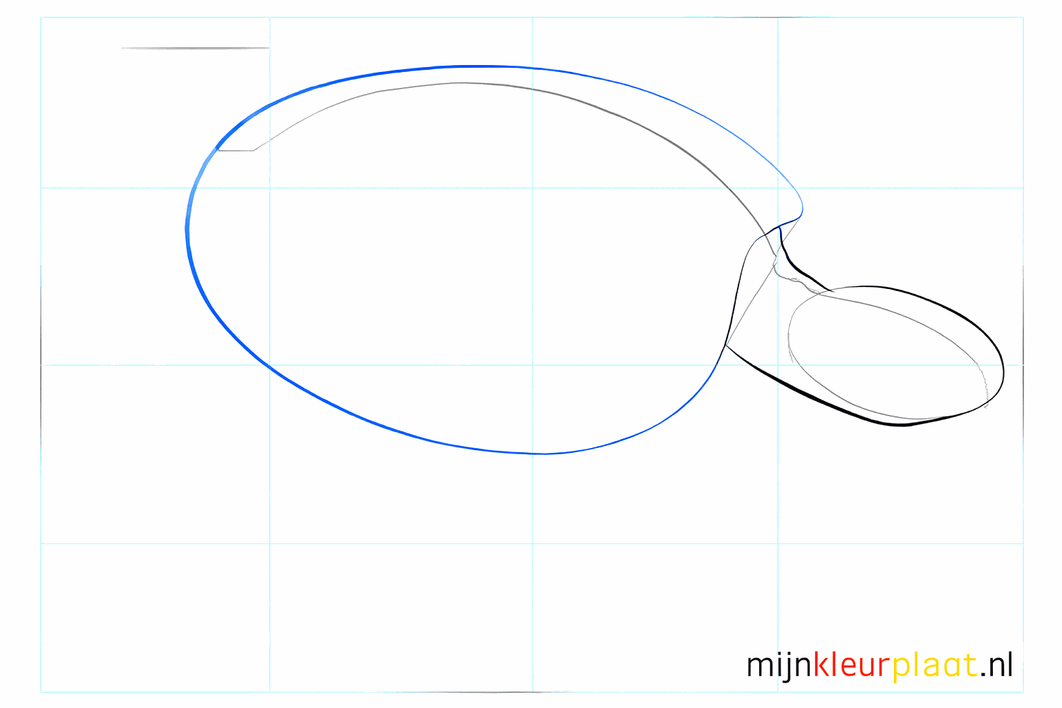 A large curved line indicating the shape of the shell and the neck.