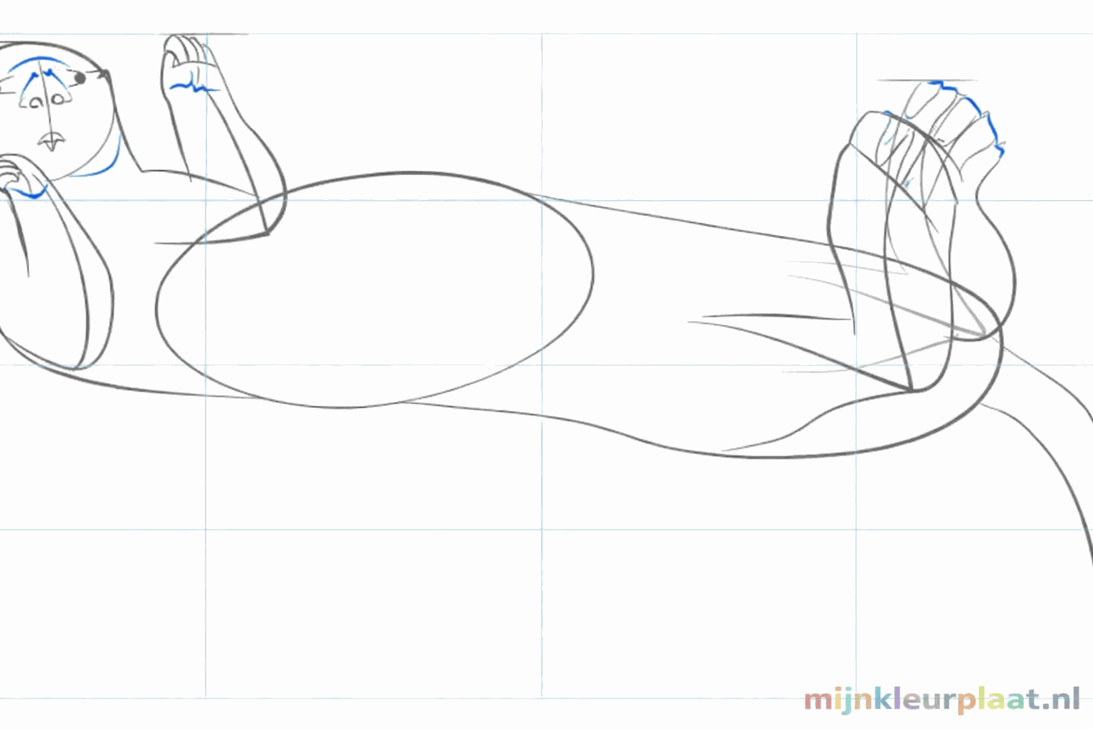 Face with eyes and small lines on the paws for the toes.